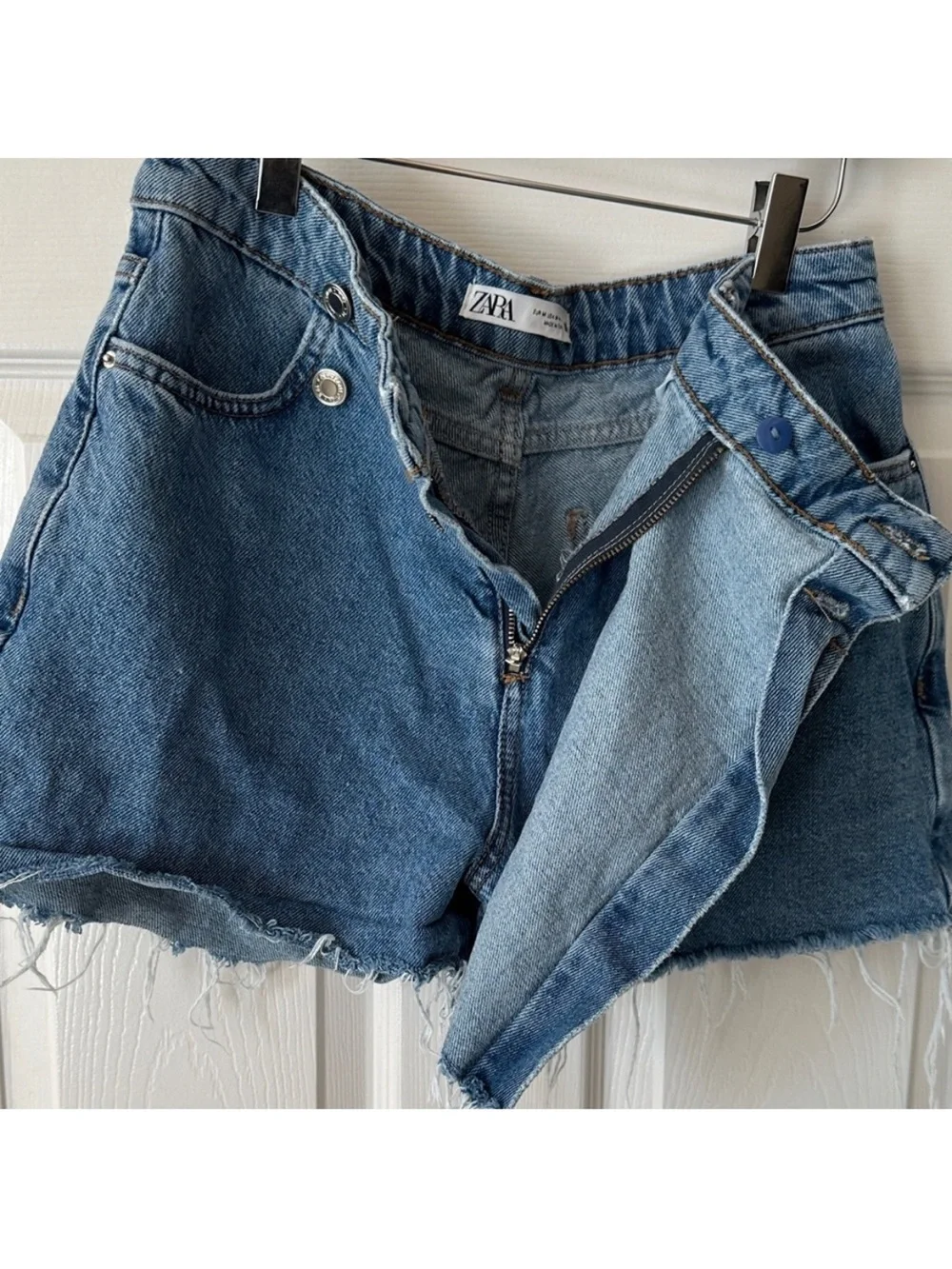ZARA Denim Mini Skort in Medium Blue